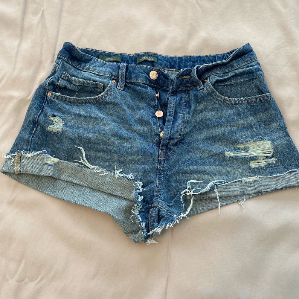 Wild Fable Blue Jean Shorts Distressed High-Waisted